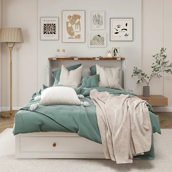 White Wood Murphy Bed