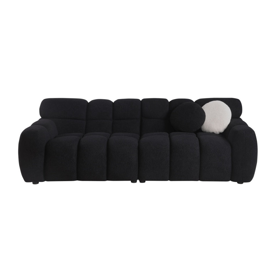 Black Boucle 3-Seater Sofa