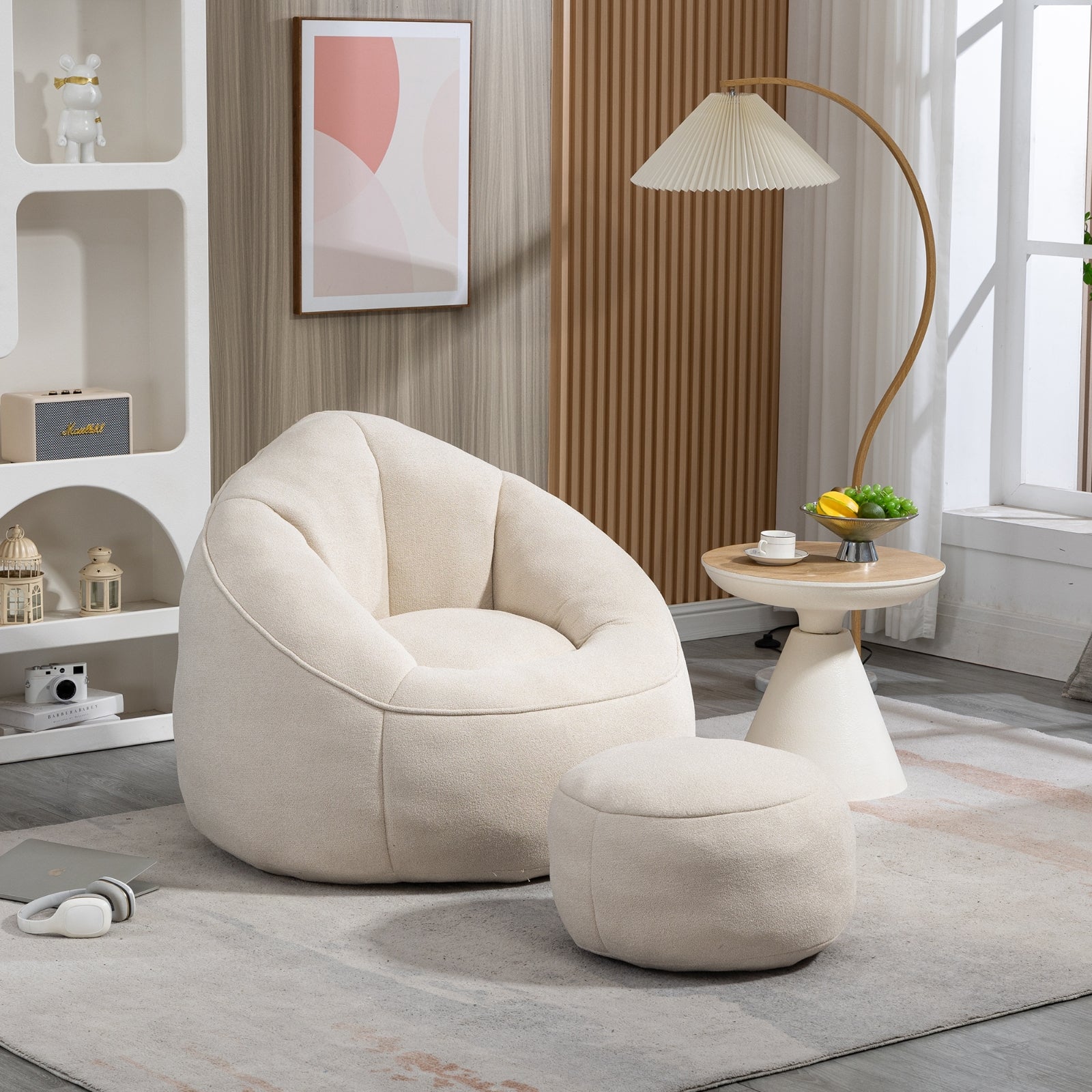 Gray Foam Bean Bag Beige High-Pressure Foam