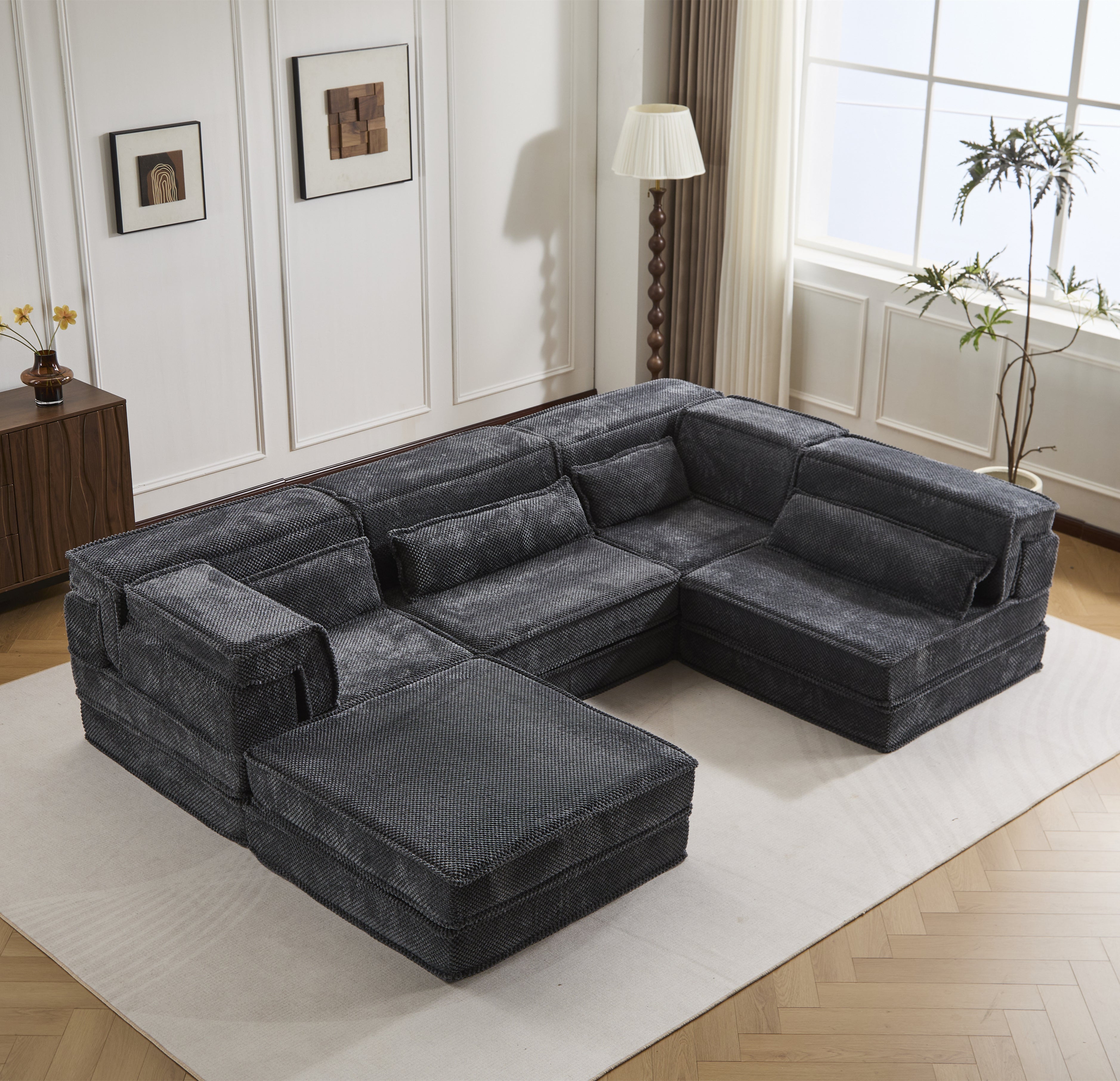 Dark Grey Sofa Ottoman