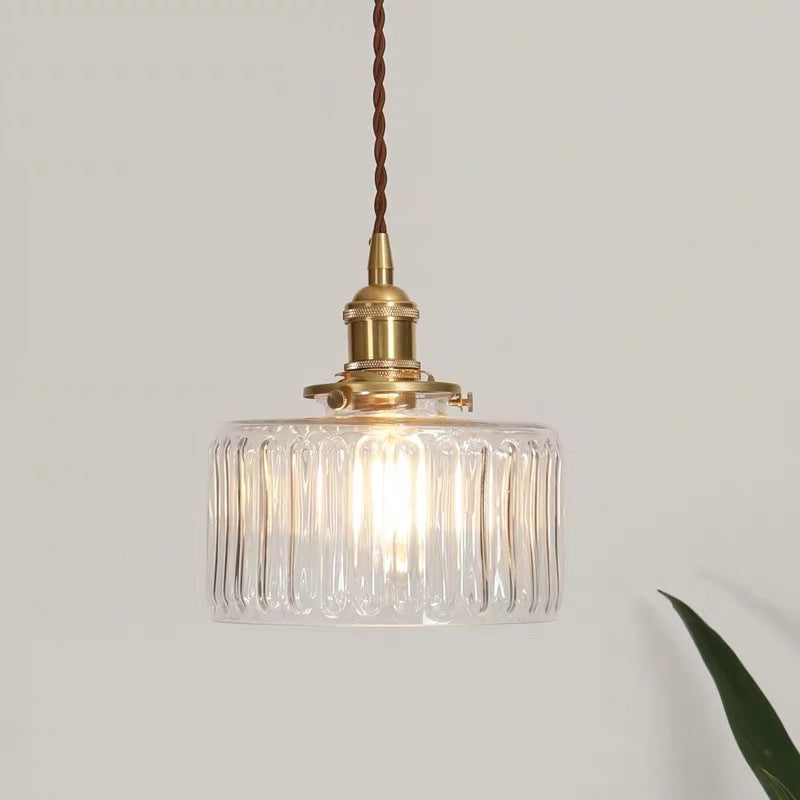 Japanese Retro Simple Brass Glass Chandelier Creative