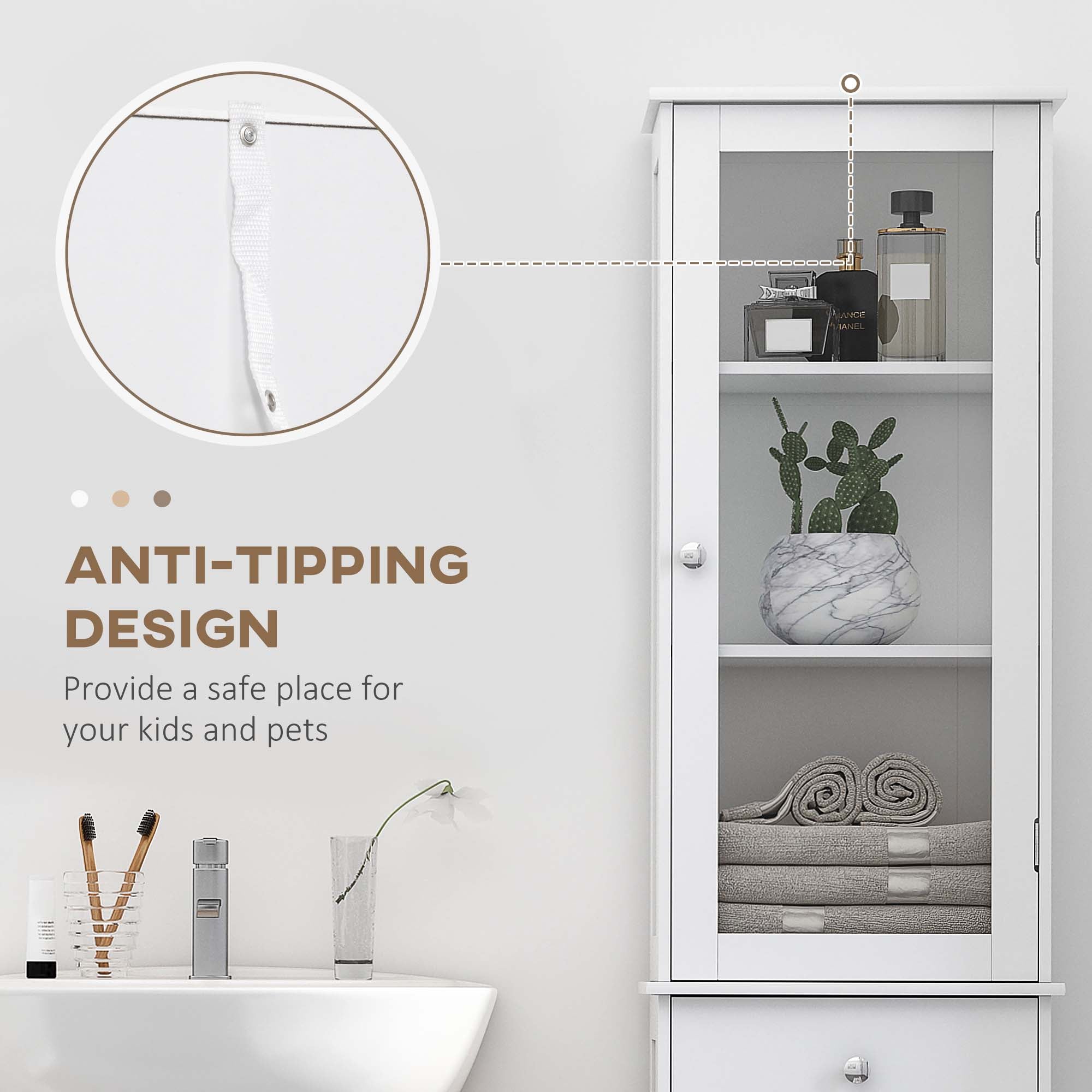 White Tall Linen Cabinet