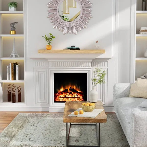 Fireplace Mantel, 60" Wood Floating Fireplace Shelf, Wall Mounted Handcrafted Wood Brack, Mantels Over Fireplace With Upgraded Resin End Caps,60" W X 8" Dx 3" H, Aged Oak