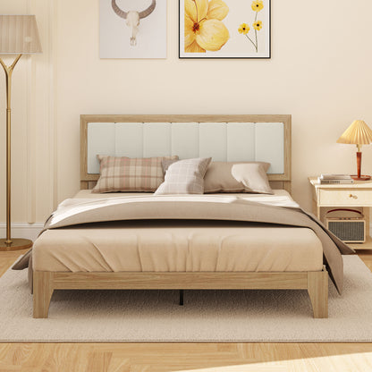 Full Bed Frame with Headboard Full Size Platform Bed Frame with Slats No Box Spring Needed Charcoal