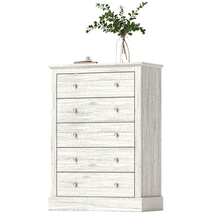 31 Wide Farmhouse Chest Of Drawers With 5 Drawers, Dresser For Bedroom With Wood Top For Living Room, Dirty Oak