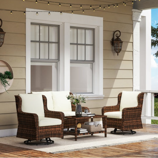 Wicker Swivel Patio Set