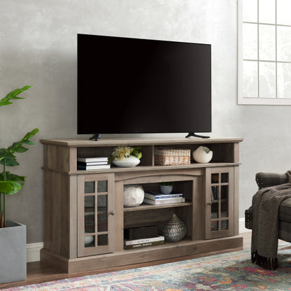 Classic TV Media Stand Modern Entertainment Console For TV Up To 65 With Open And Closed Storage Space, Gray Wash