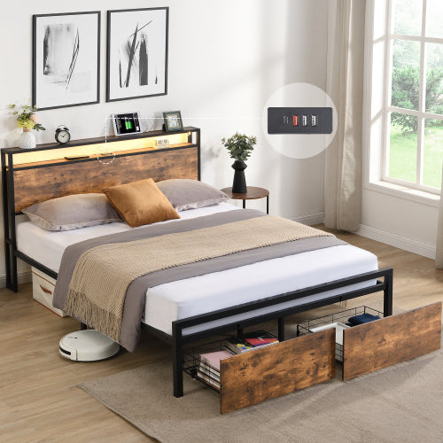 Metal Storage Platform Bed