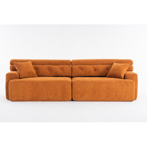 Orange Chenille 4-Seater Sofa
