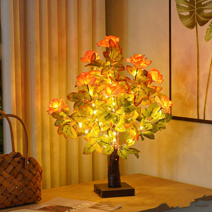 Green Leaf LED Tree Lamp Bedroom Room Decor Table Lamp