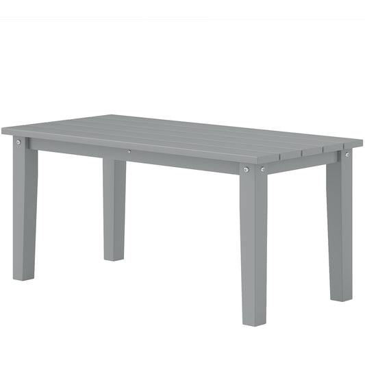 Rectangle Outdoor Coffee Table, HDPE All-Weather Outdoor Patio Table With Slatted Tabletop For Yard, Balcony, Gray