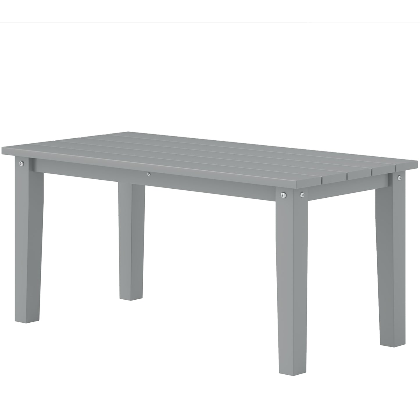 Rectangle Outdoor Coffee Table, HDPE All-Weather Outdoor Patio Table With Slatted Tabletop For Yard, Balcony, Gray