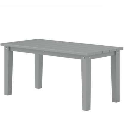 Rectangle Outdoor Coffee Table, HDPE All-Weather Outdoor Patio Table With Slatted Tabletop For Yard, Balcony, Gray