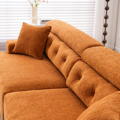 Orange Chenille 4-Seater Sofa