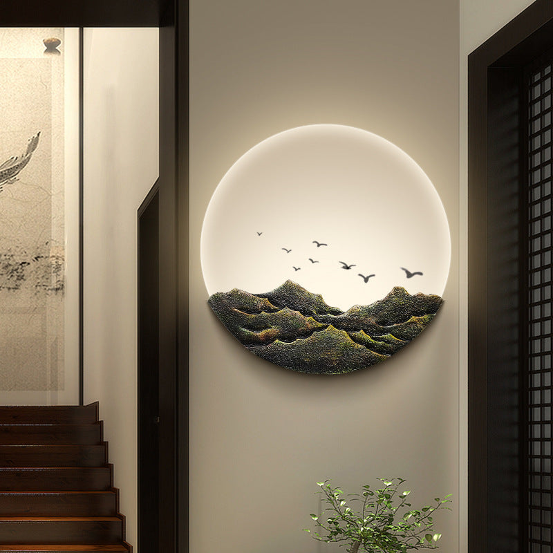 Chinese-style Wall Lamp LED Zen Living Room Bedroom Bedside Lamp