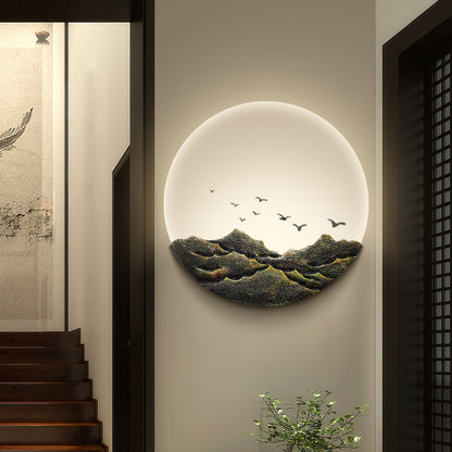 Chinese-style Wall Lamp LED Zen Living Room Bedroom Bedside Lamp