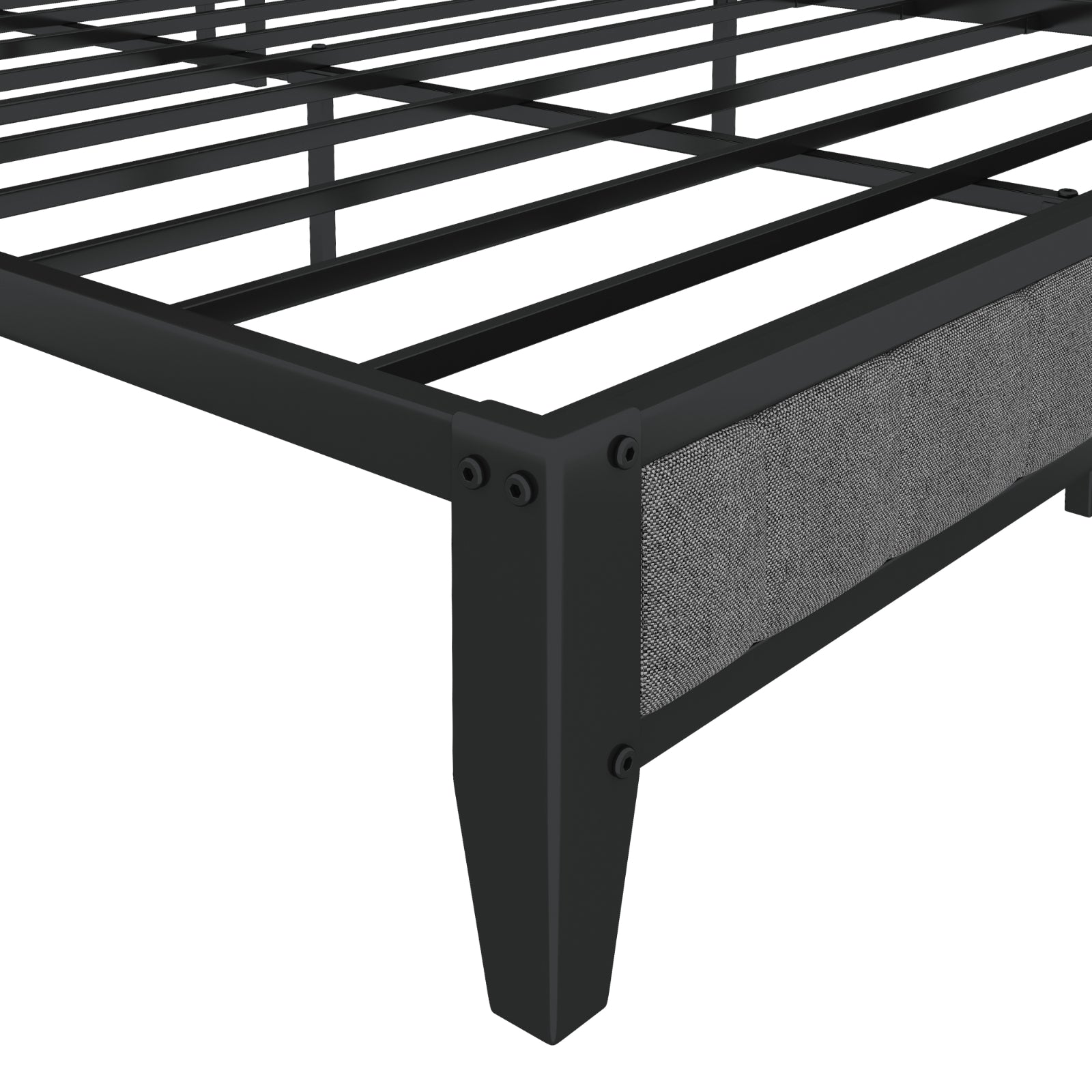 Gray Upholstered Charging Bed Metal Platform