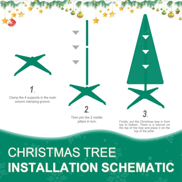 6FT Red Pop-Up Christmas Tree With 150 Warm White LED Lights, Ornaments Included – 4 Ribbons, Bow, Flowers, Snowflakes, Pine Cones & Balls – Easy Assembly & Space-Saving Holiday Décor