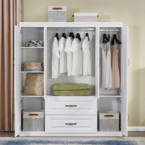 Wood Wardrobe Closet Spacious Storage Bedroom