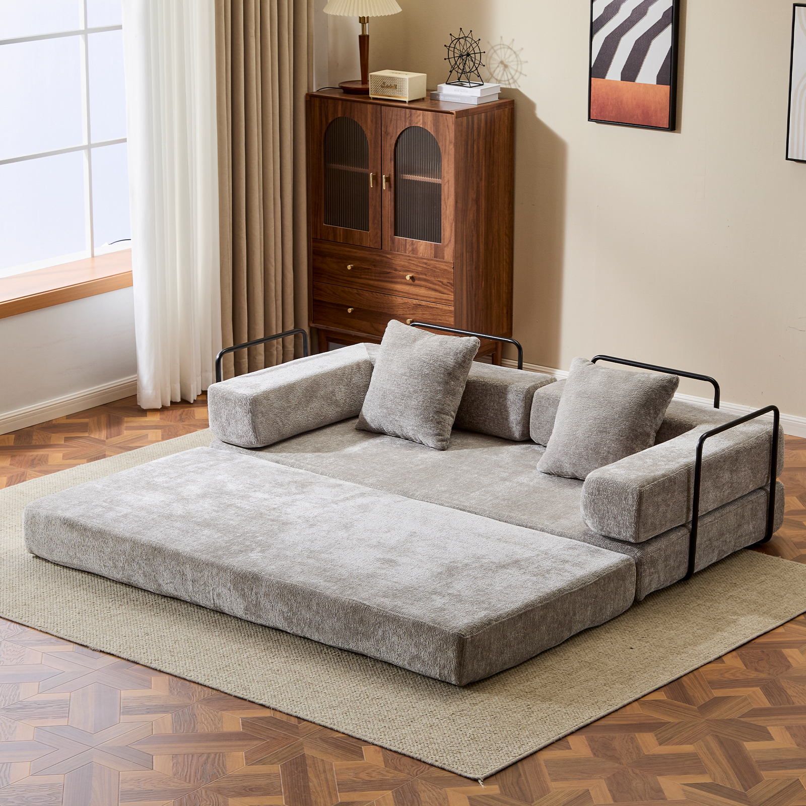 Grey Chenille Lounge Sofa