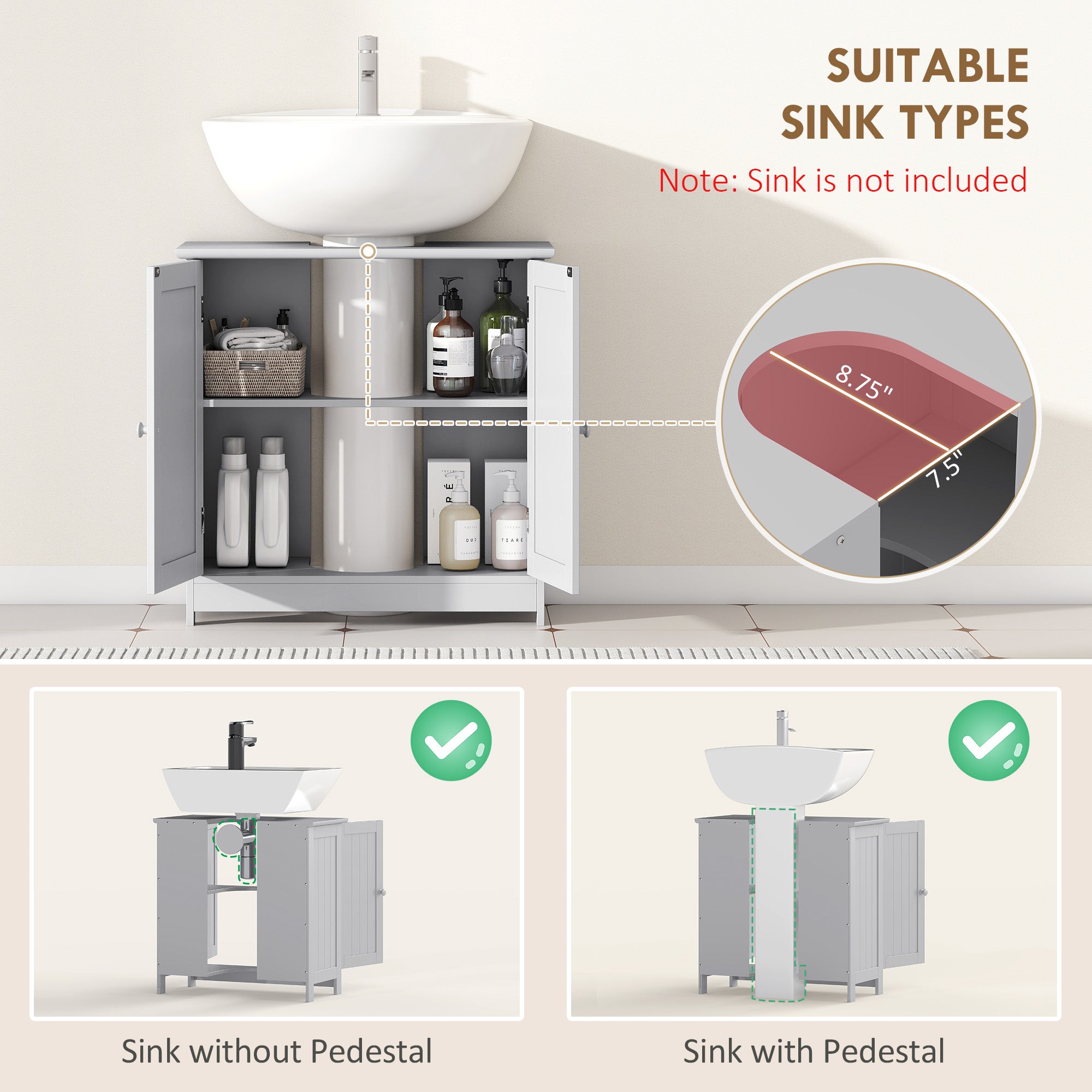 Gray Vanity Cabinet Shelf