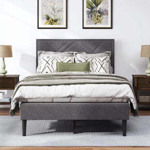 Gray Linen Storage Bed