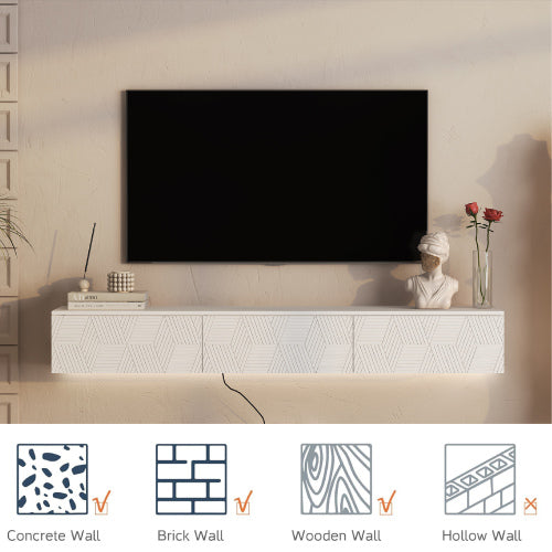 White LED Wall TV Stand