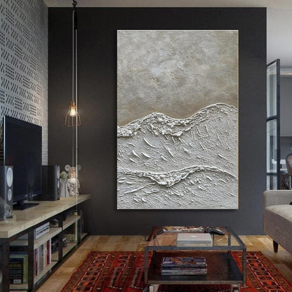 White Sand Texture Palette Knife Oil Painting Handmade Acrylic Art Canvas Unframed Wall Decor Picture For Home Design