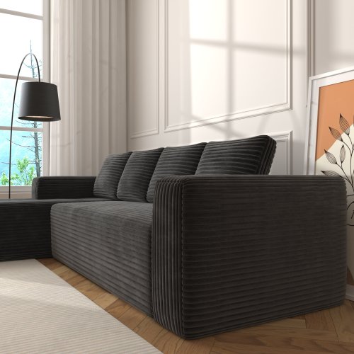 Black Corduroy Modular Sofa