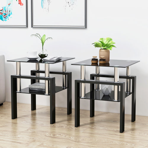 Black Glass Square Tables