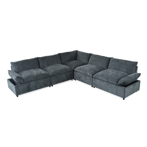Gray Sectional Sofa Hidden Storage Dark Gray