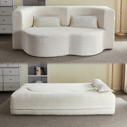 Beige Corduroy Floor Sofa