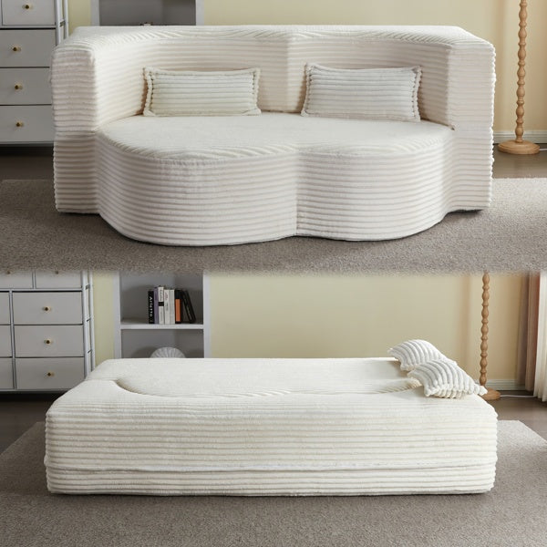Beige Corduroy Floor Sofa