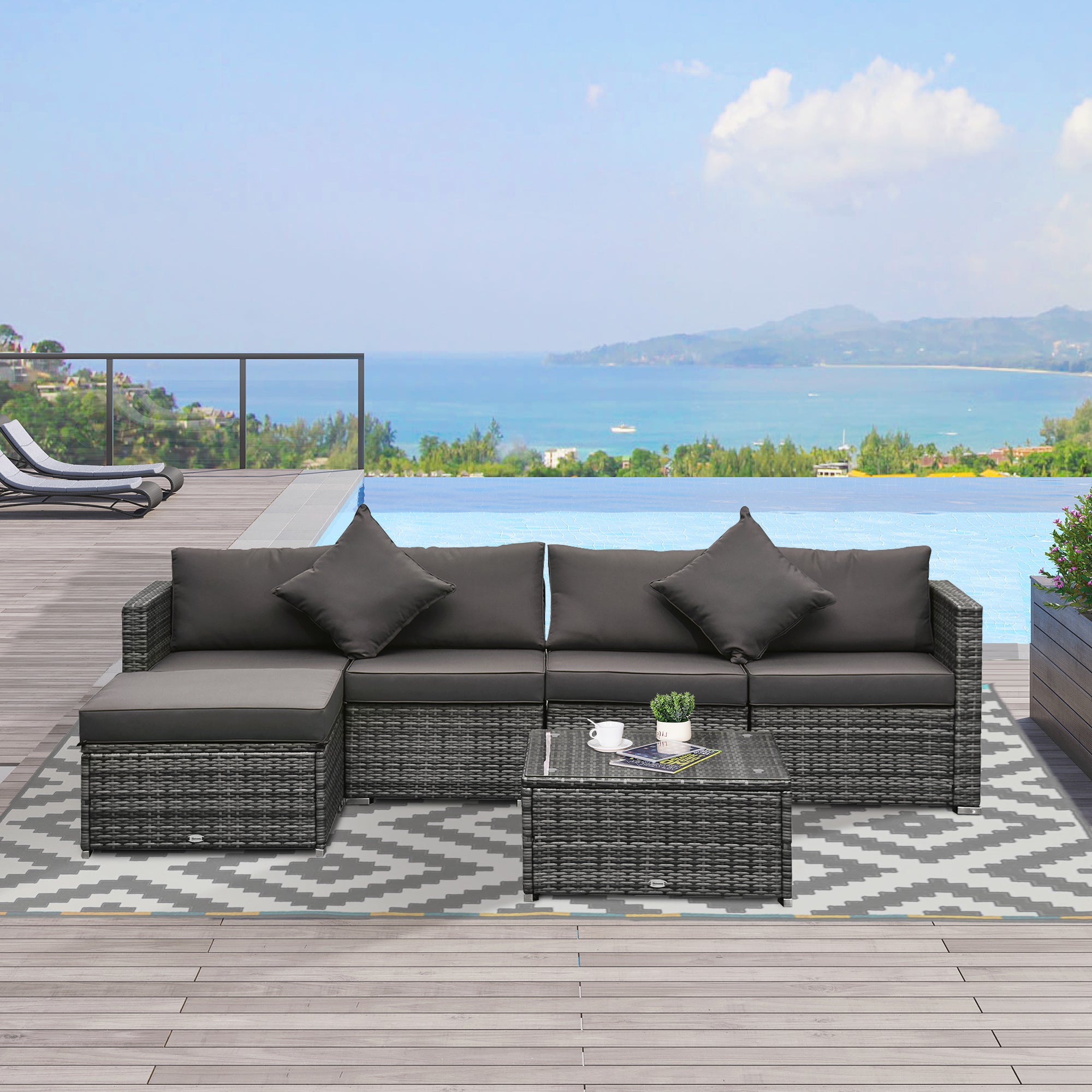 Grey Rattan Sectional Sofa