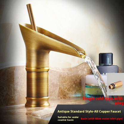 Copper Waterfall Basin Faucet Household Wash Up Sink Faucet