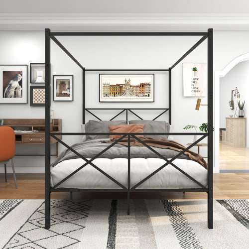 Black Metal Canopy Bed