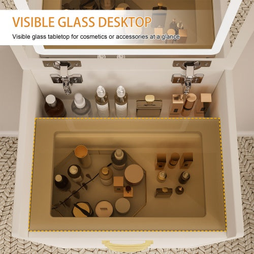 Glass Top Vanity Desk
