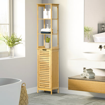 Bathroom Floor Cabinet with 3 Shelves and Cupboard