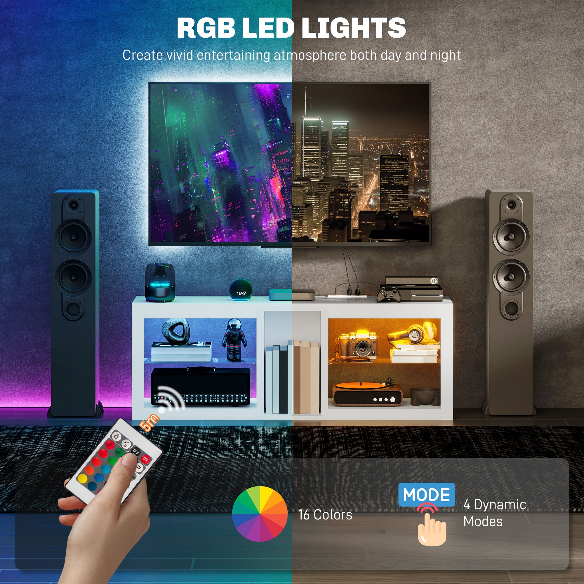 Gloss White LED TV Stand