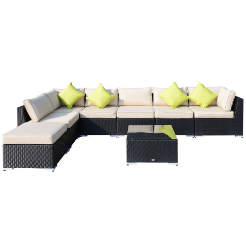 Black Rattan Corner Sofa