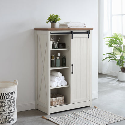 5 Drawers Dresser W Sliding Barn Door, Farmhouse Modern Tall Dresser 5 Chest Of Drawers, Storage Organizer Dresser For Bedroom, Hallway, Living Room, Kids Room WHITE