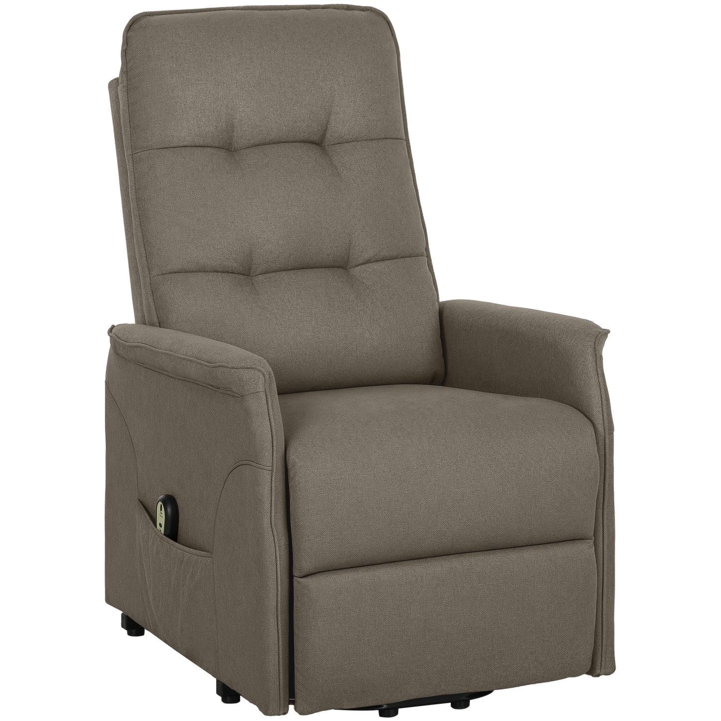 Power Lift Chair For Elderly, Fabric Recliner Sofa With Remote Control, Side Pockets, Quick Assembly, Coffee
