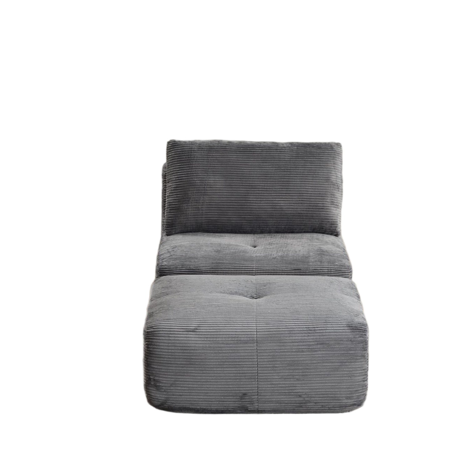 Grey Corduroy Sectional Sofa Modular Memory Foam