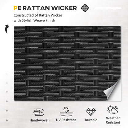 Outsunny 8 Pieces PE Rattan Corner Sofa Set With Thick Cushions, Aluminium Outdoor Rattan Garden Furniture Set With Glass Top Table, No Assembly Required, Black