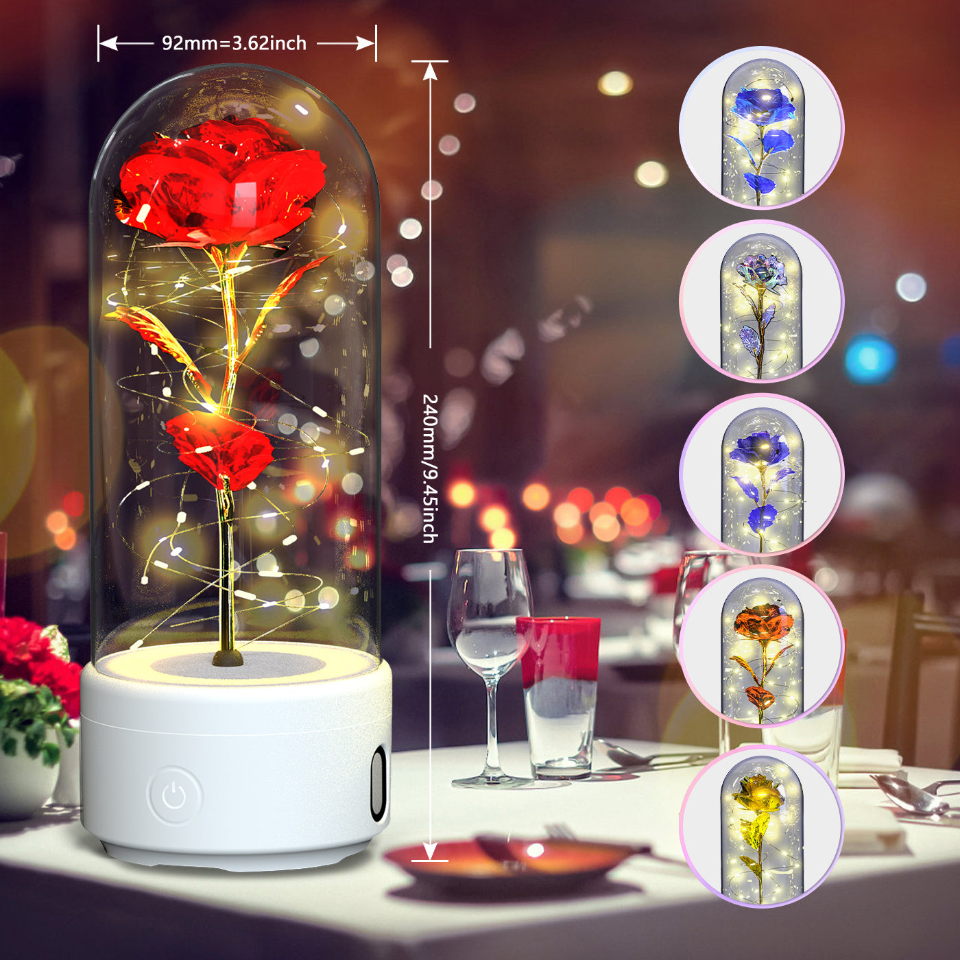 Rose Glass LED Nightlight