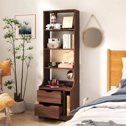 Night Stand With Bookshelf, Night Stand With 2 Storage Drawers For Bedroom