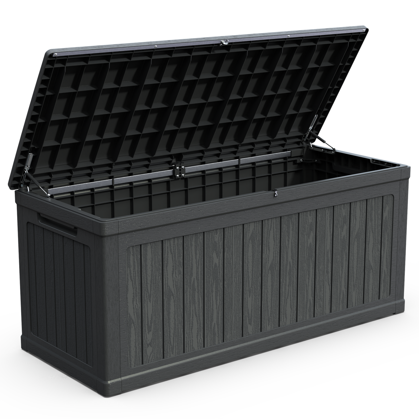 260 Gallon Large Outdoor Storage XXL Deck Box For Patio Furniture, Outdoor Cushions, Garden Tools And Sports Pools Equipment, Waterproof Resin, Lockable, Black