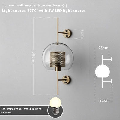 Living Room Wall Lamp Retro Creative Corridor Aisle Glass Ball Wall Lamp