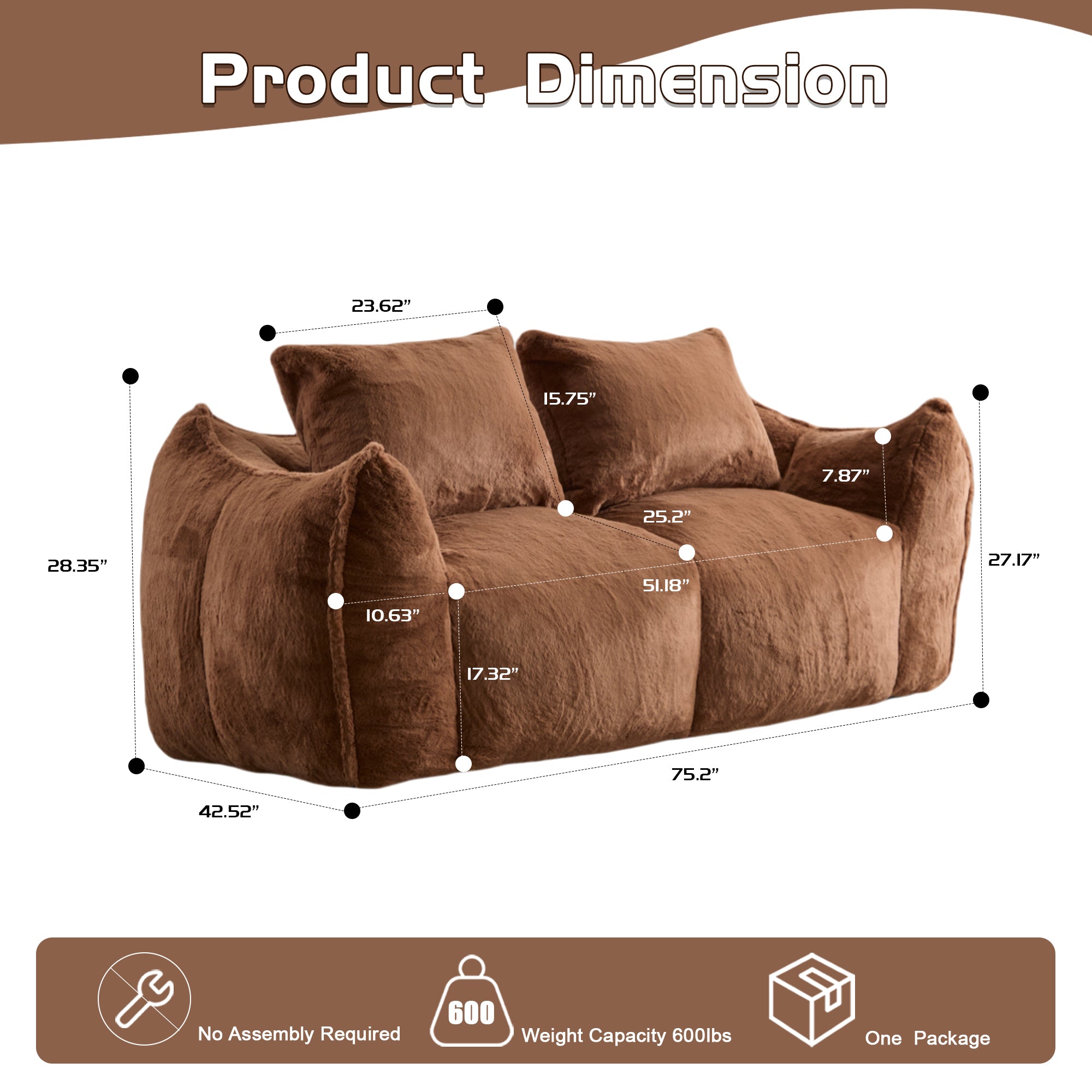 Brown Fluffy Bean Bag