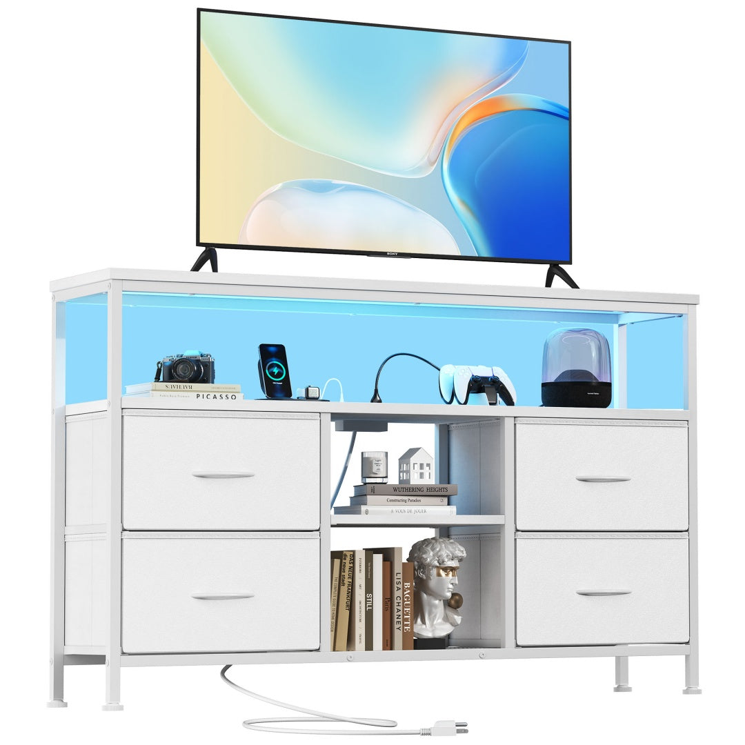 Black LED Drawer TV Stand